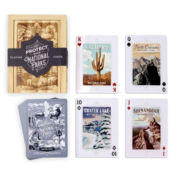 Playing Cards by Lantern Press "Protect Our National Parks" in Wooden Box - Picture 1 of 11